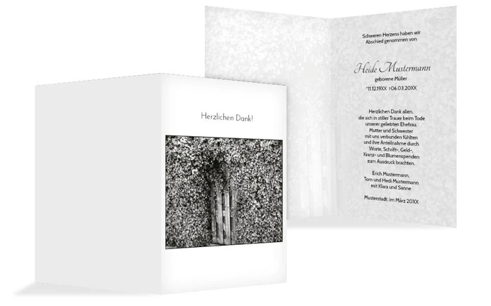 Dankeskarte Efeu hoch