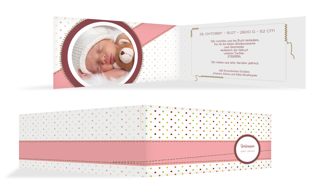 Baby Dankeskarte Pünktchen Baby Dankeskarte Pünktchen