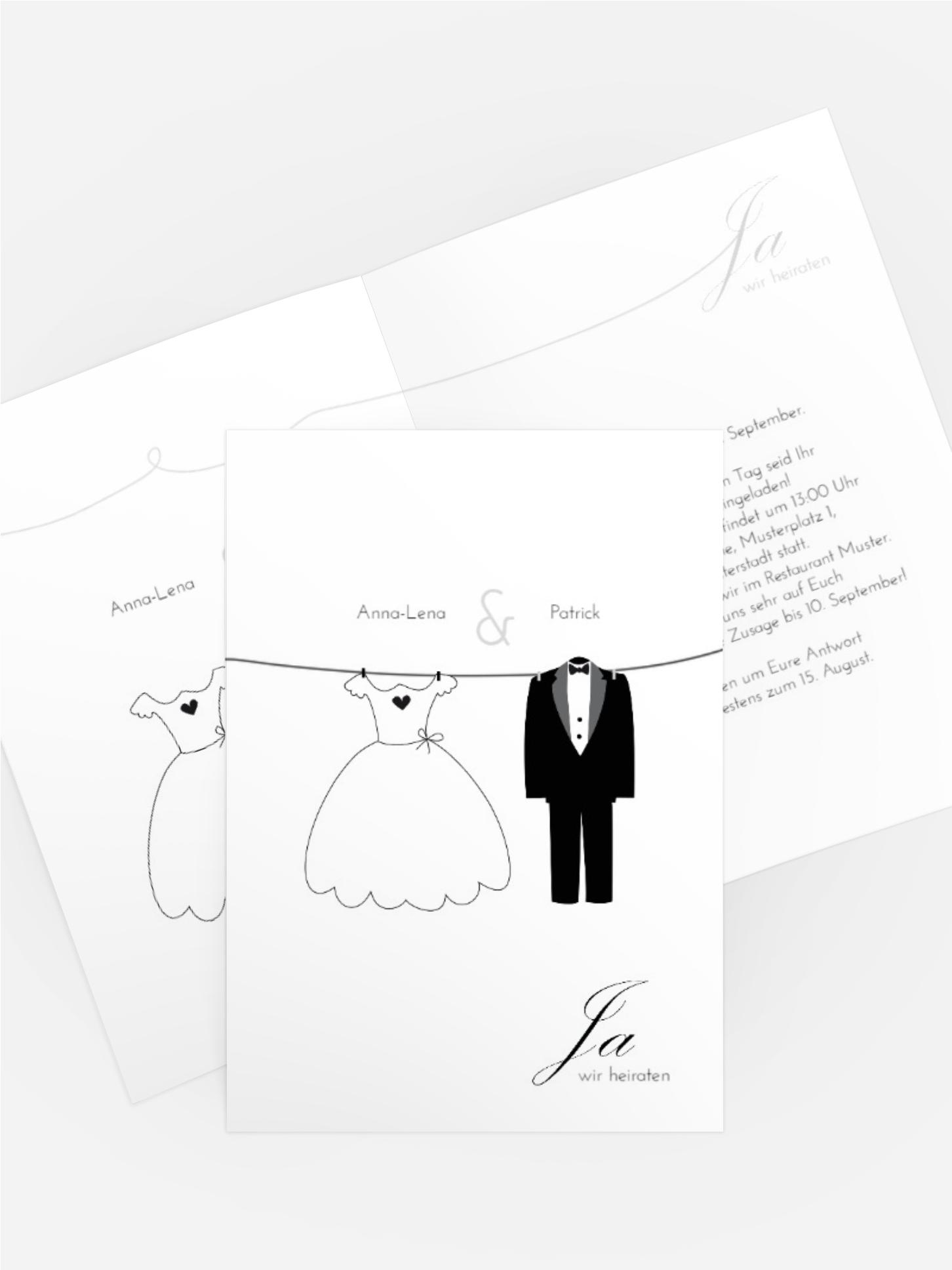 Einladungskarte dress and suit