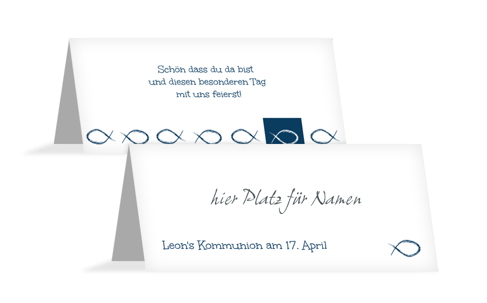 Tischkarte Kommunion Fische Tischkarte Kommunion Fische