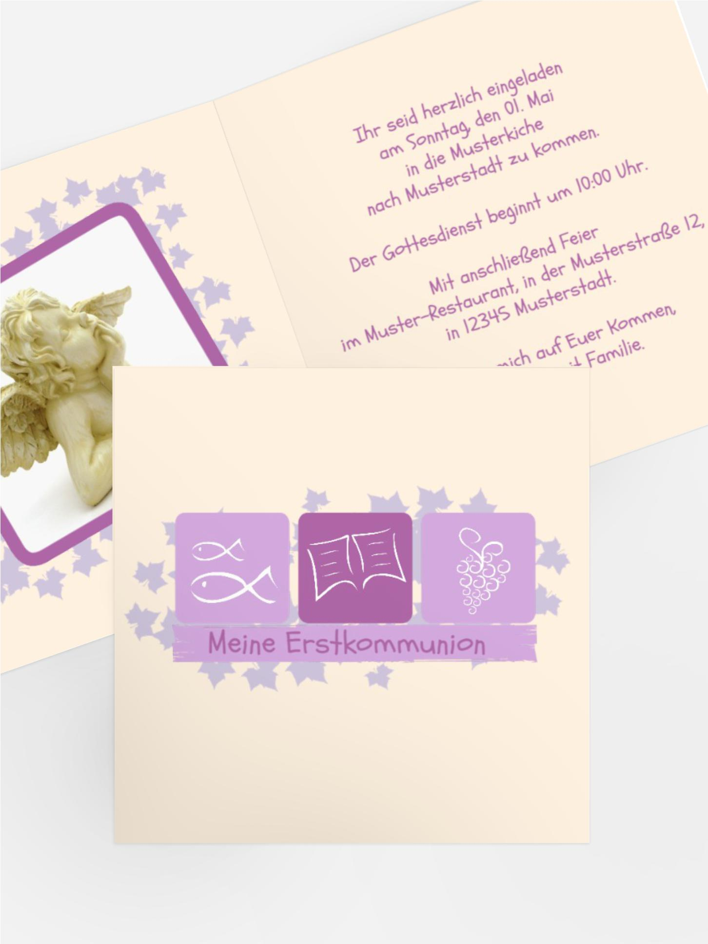 Einladungskarte Kommunion Blatt