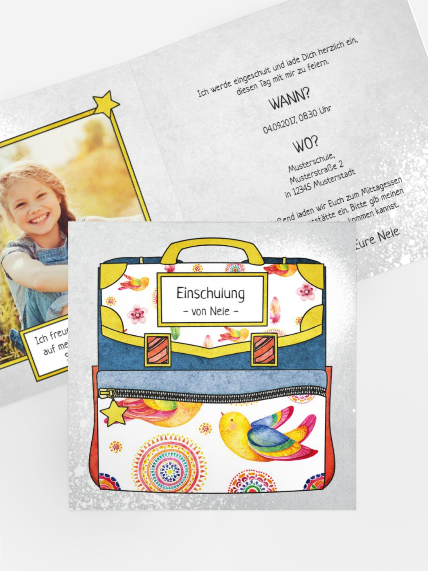 Einladungskarte Einschulung Schulranzen