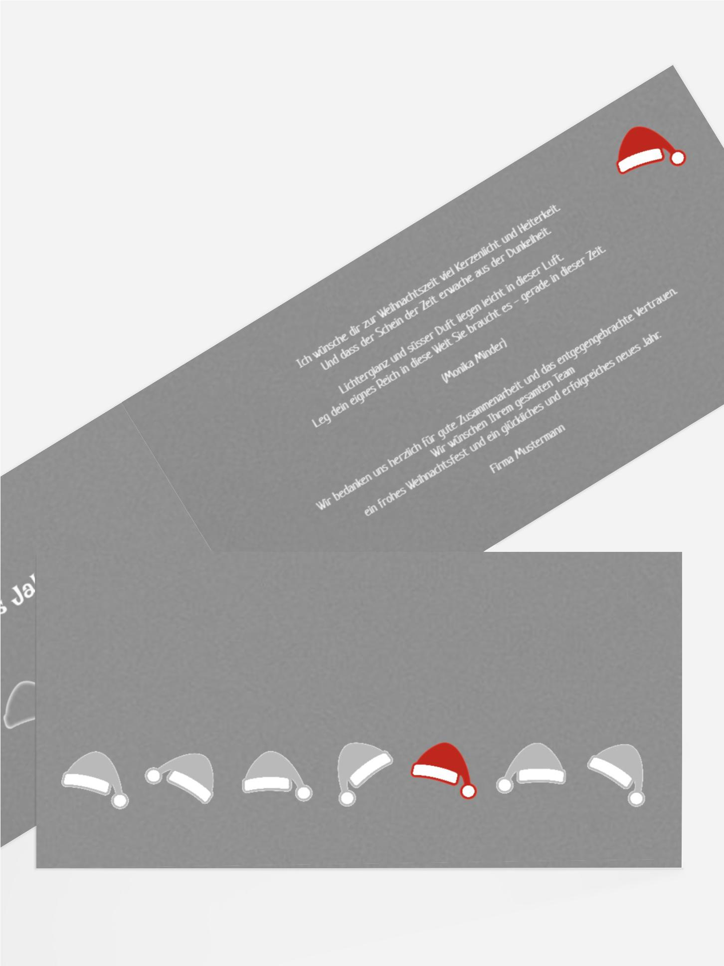 Weihnachtsgrußkarte Geschäftlich Mützenreihe