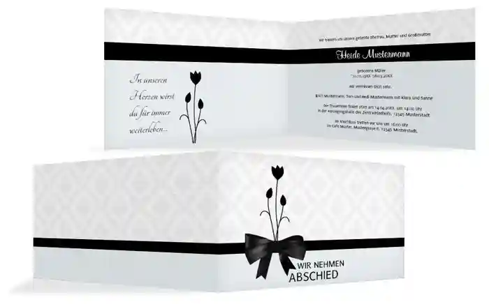Trauerkarte Schleife quer Trauerkarte Schleife quer