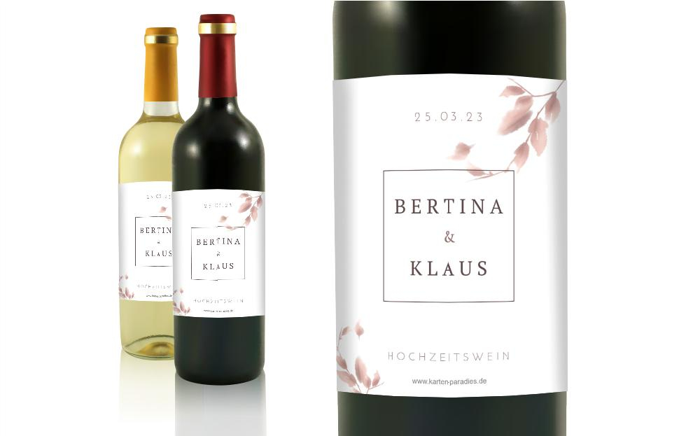 Flaschenetikett Hochzeit Liebes Anmerkung