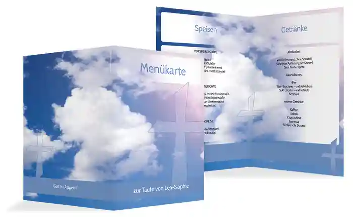 Menükarte Taufe Himmelskreuz Menükarte Taufe Himmelskreuz