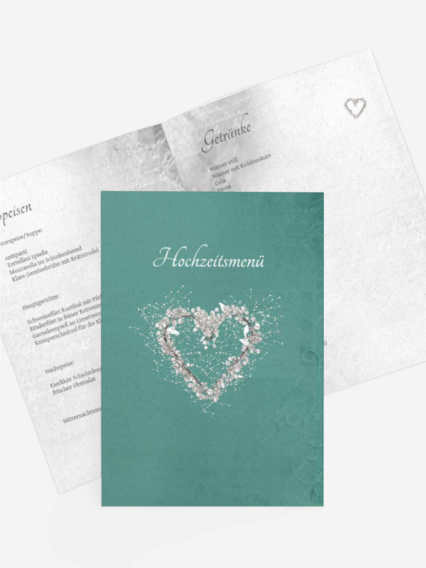 Menükarte glamour heart