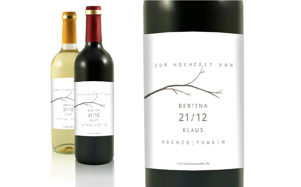 Flaschenetikett Hochzeit winterliche Liebe