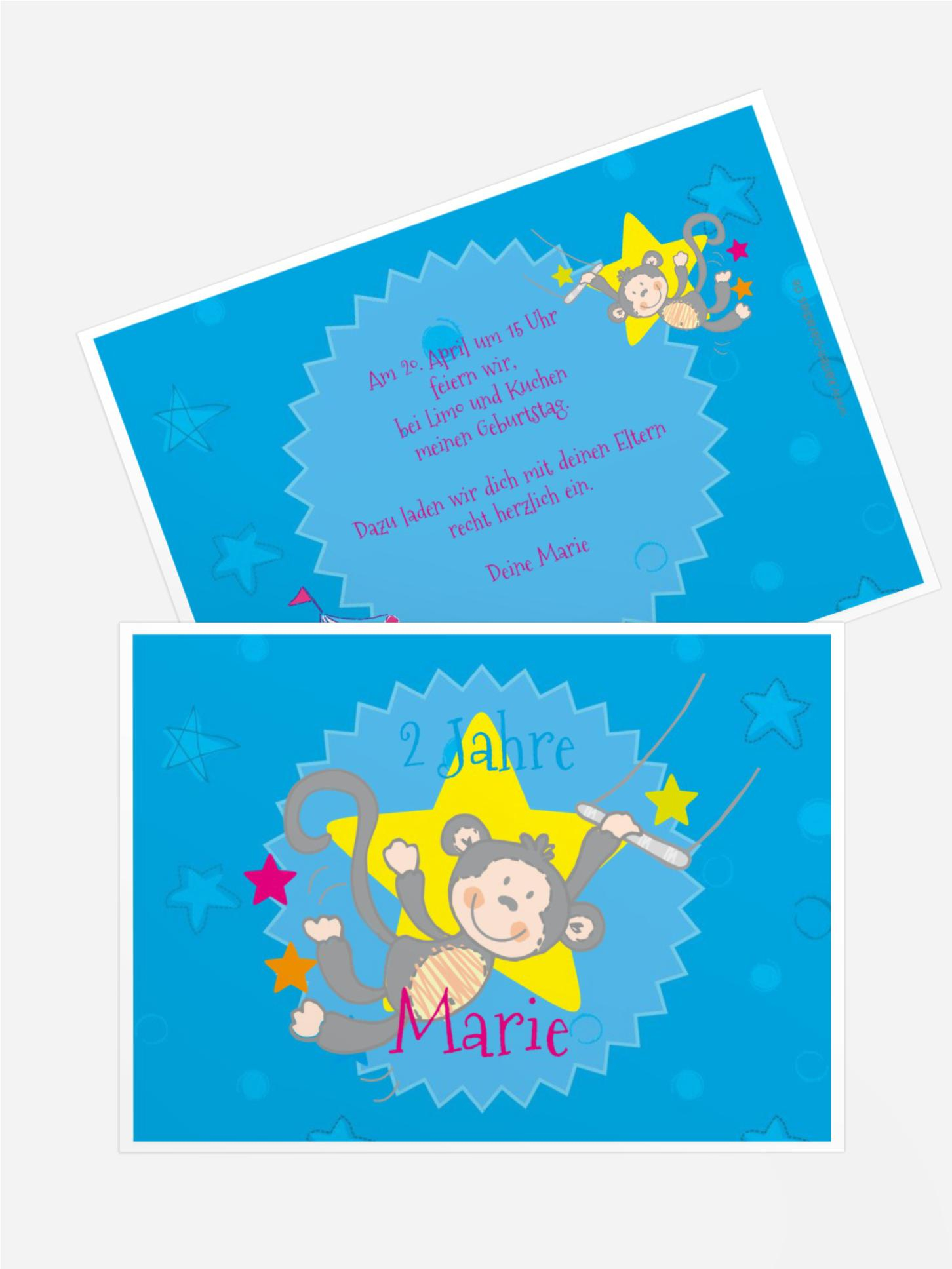 Einladungskarte Geburtstag Affenschaukel