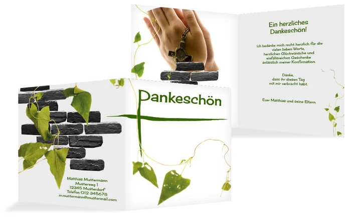 Dankeskarte Konfirmation Efeu