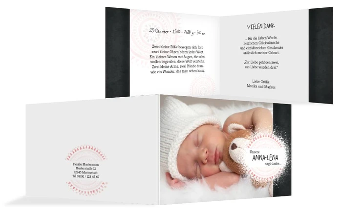 Geburt Dankeskarte Mandala