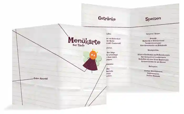 Menükarte Taufe Stoffengelchen Menükarte Taufe Stoffengelchen