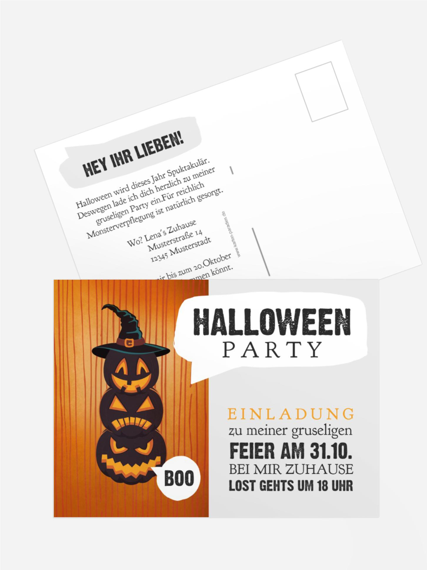 Halloweenkarte Kürbisköpfe