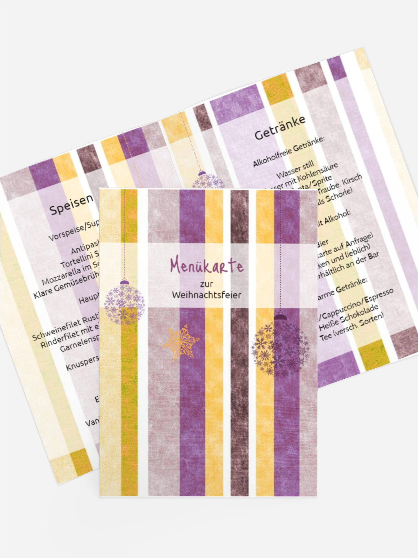 Menükarte Weihnachten Schmuck