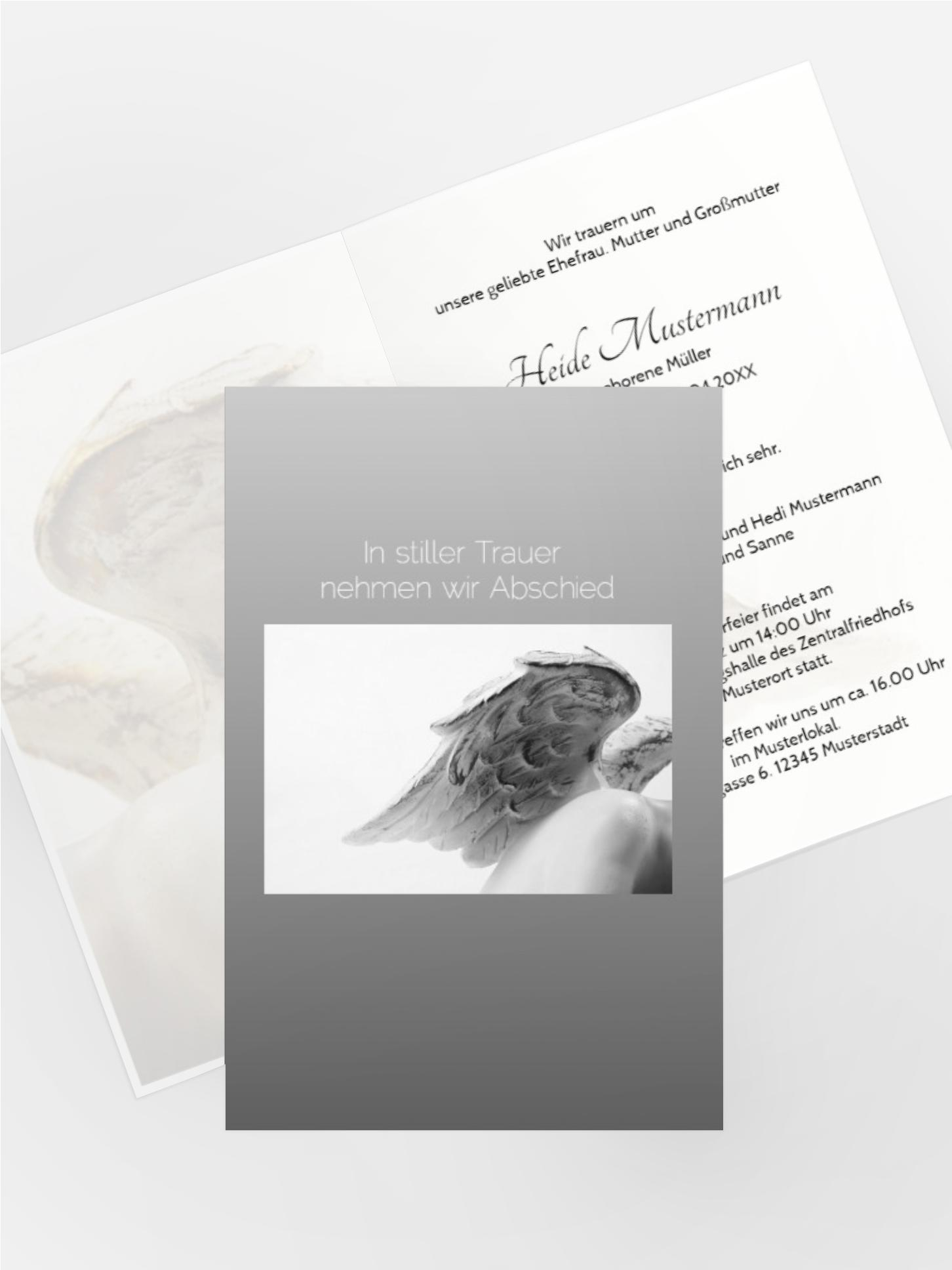 Trauerkarte Engel hoch