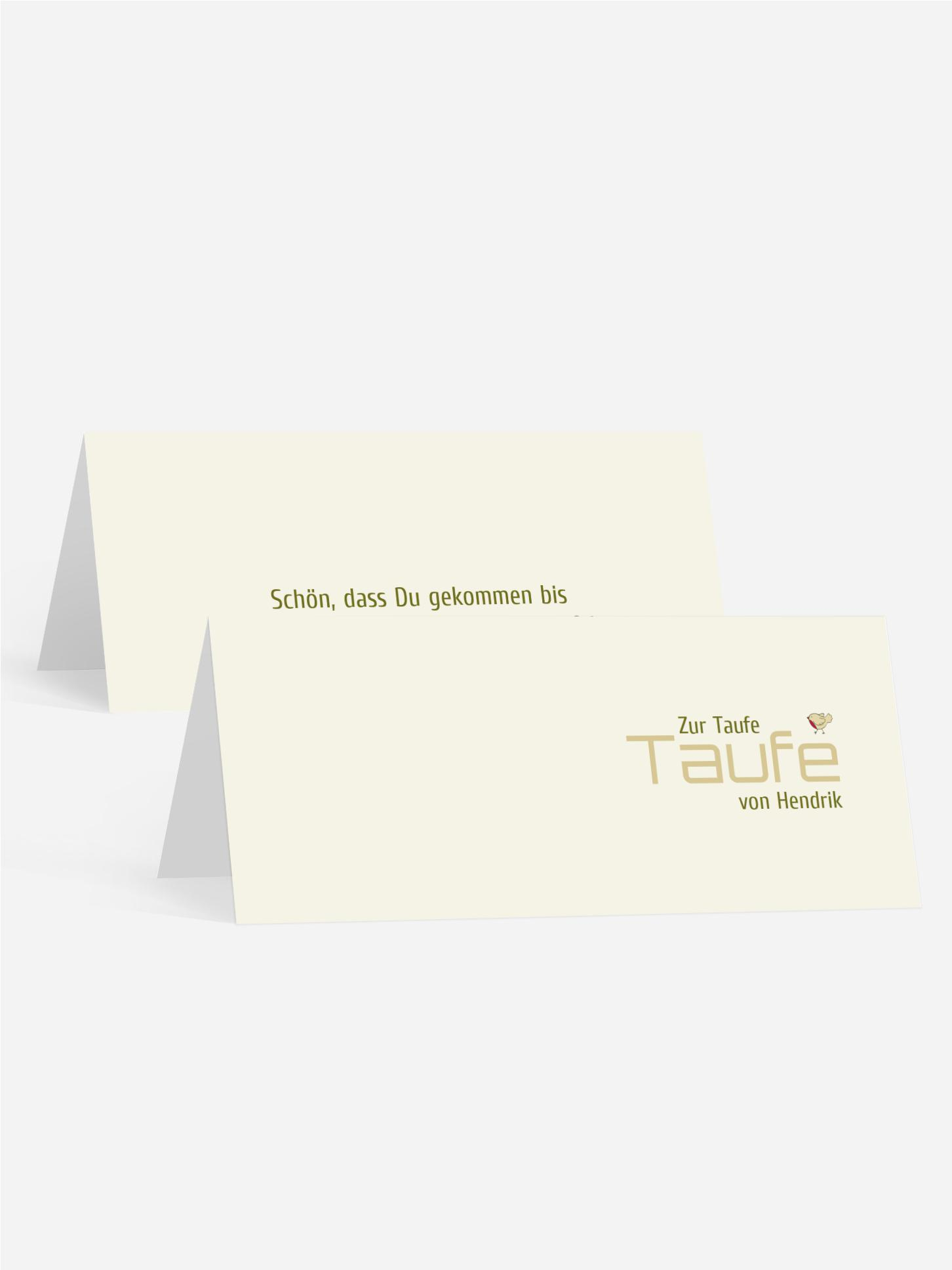 Tischkarte Taufe Vogel