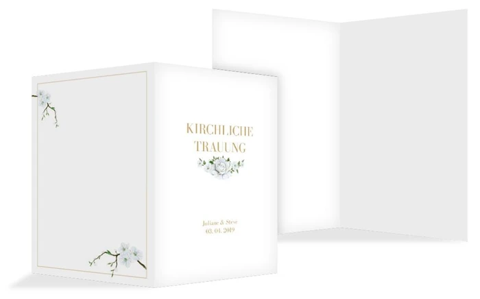 Kirchenheft Umschlag zur Hochzeit Weiße Rose