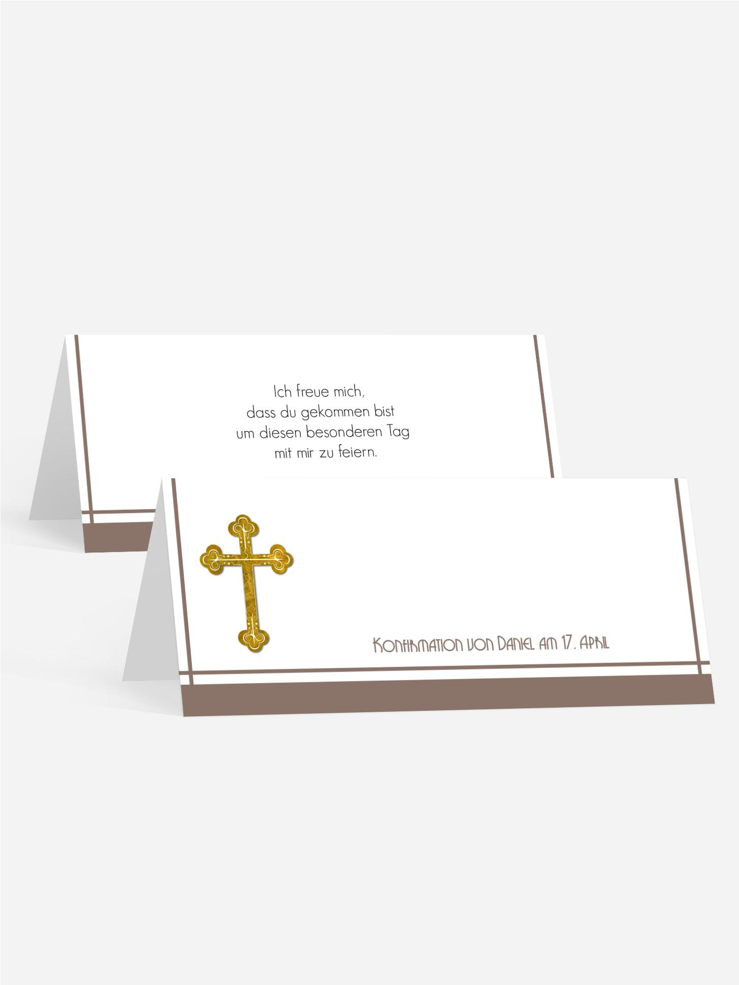 Tischkarte zur Konfirmation Gebetbuch