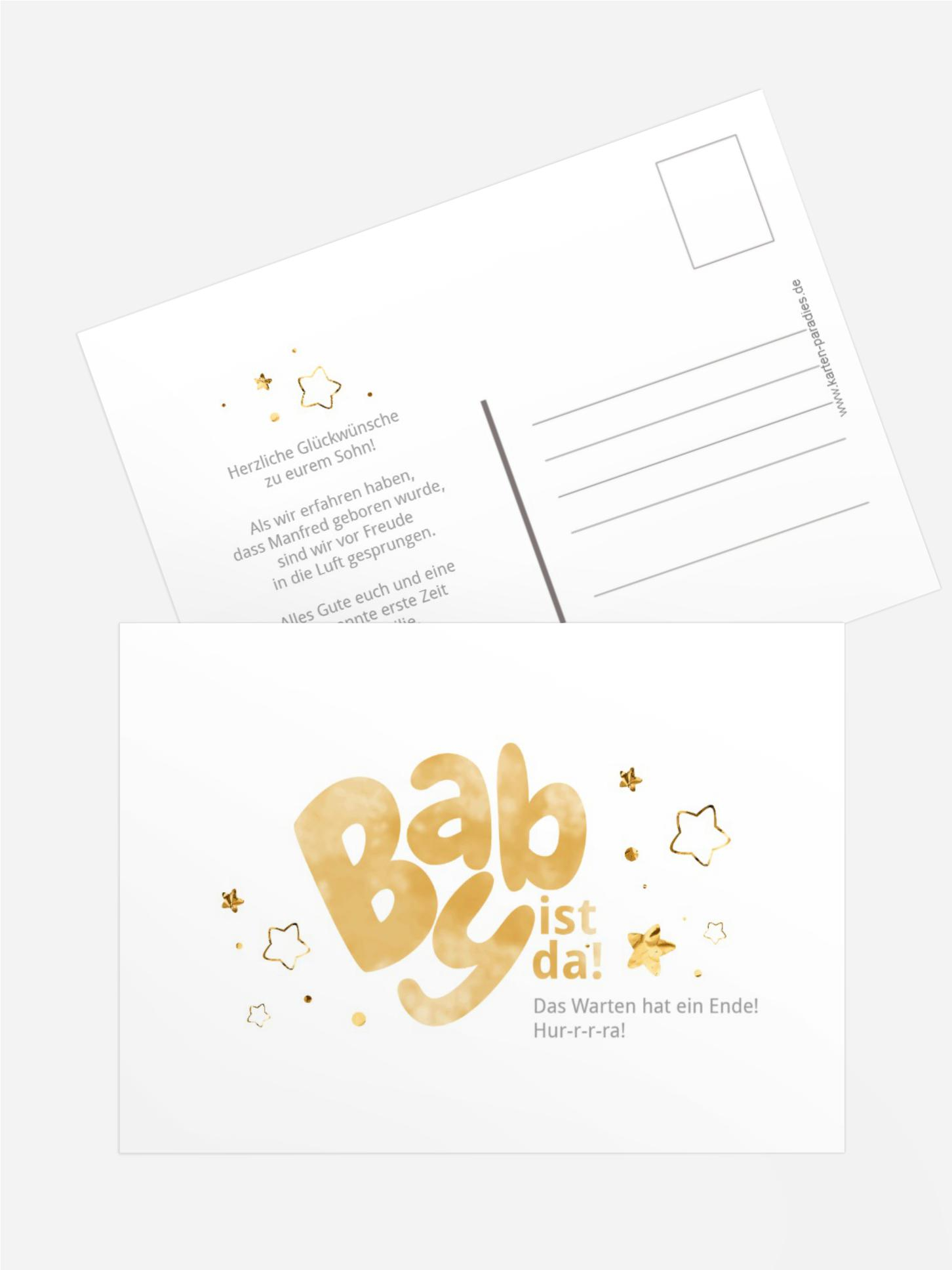 Glückwunschkarte zur Geburt Funken Darbietung