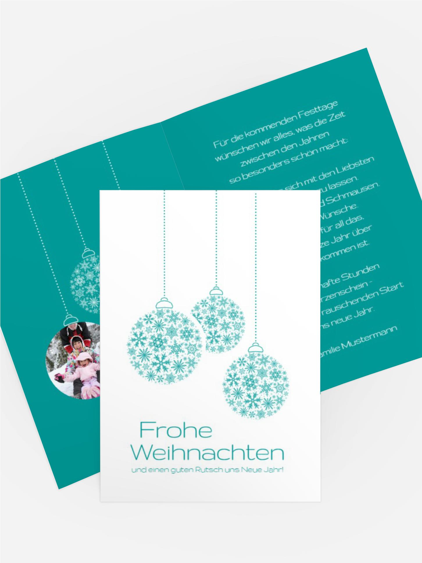 Weihnachtsgrußkarte Privat Kugeln