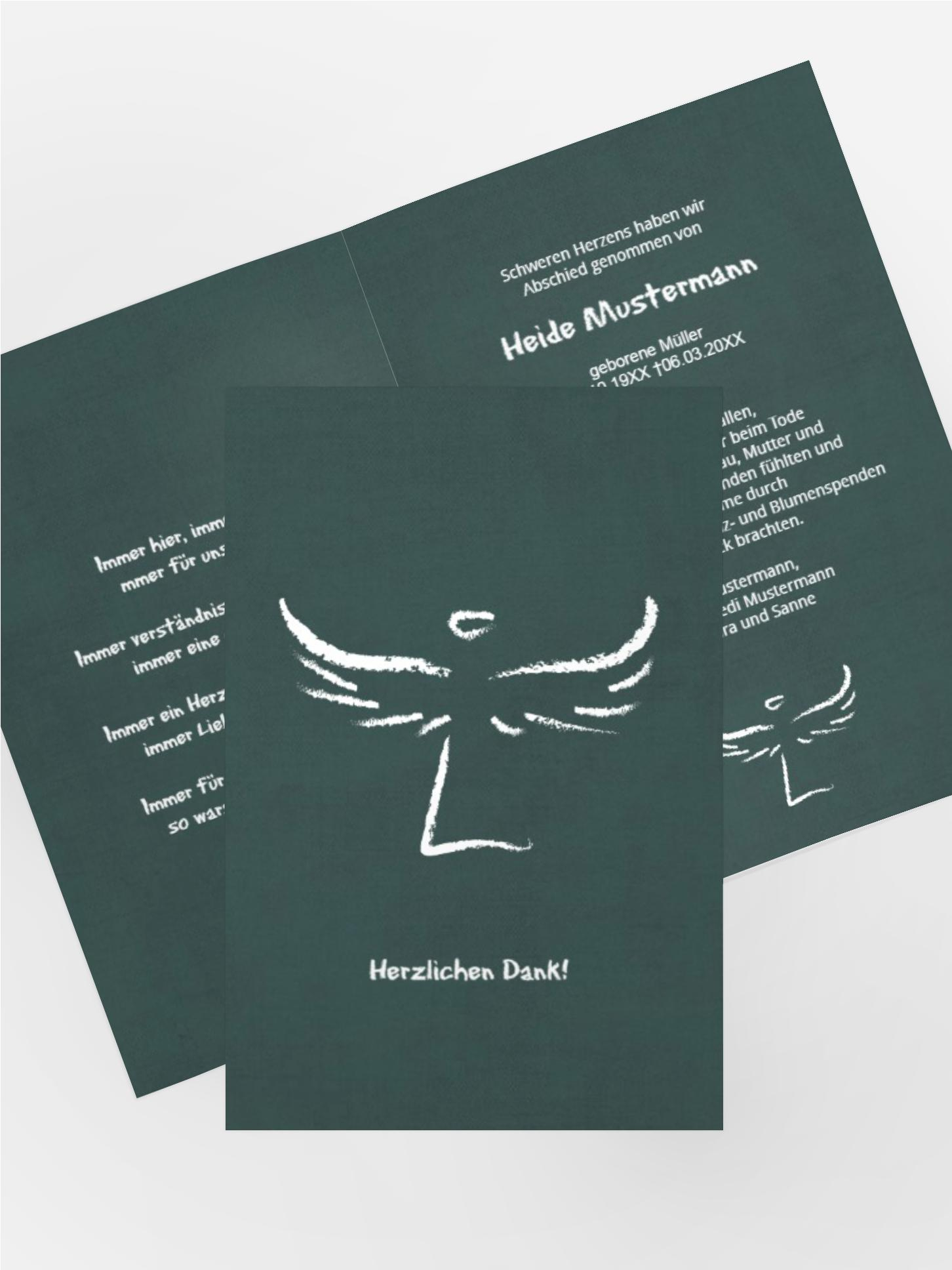 Dankeskarte heavenly wings hoch