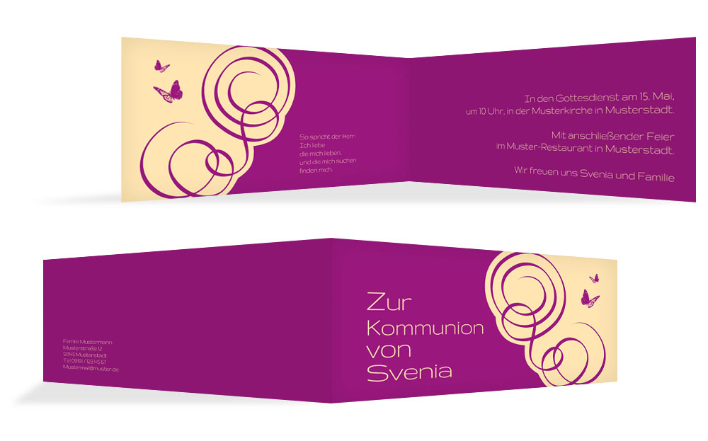 Kommunionseinladung Butterfly Kommunionseinladung Butterfly