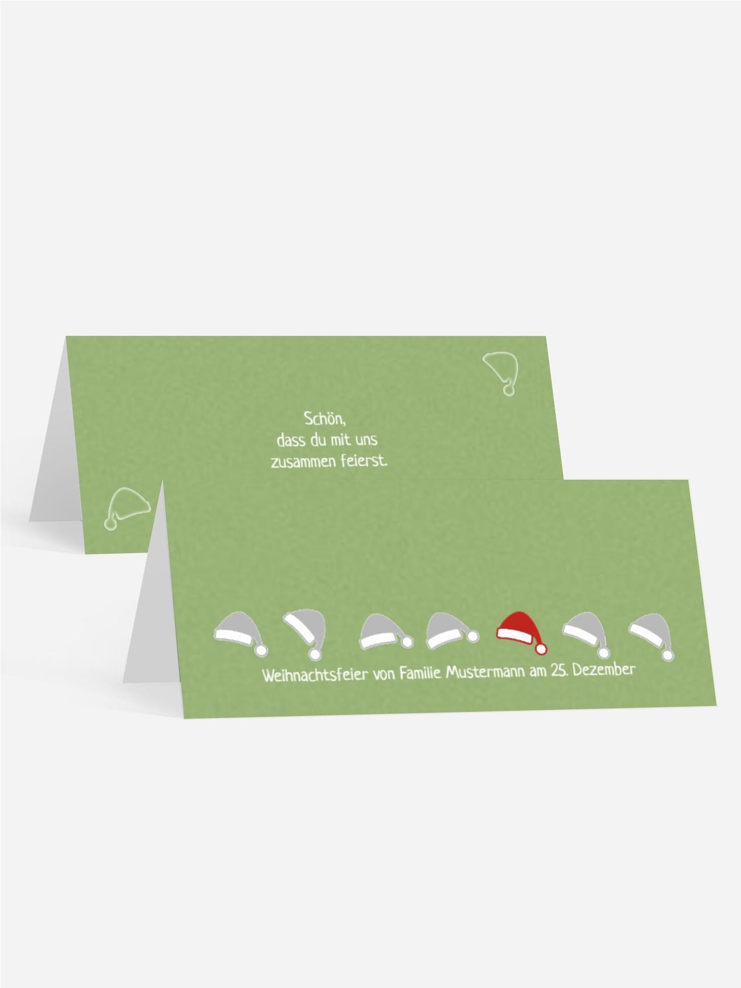 Weihnachtstischkarte Mützenreihe Weihnachtstischkarte Mützenreihe