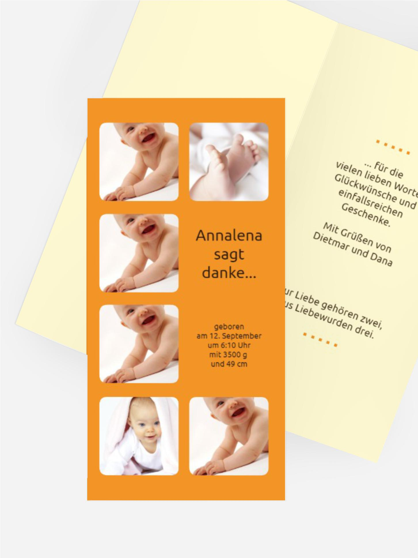 Geburt Dankeskarte Album