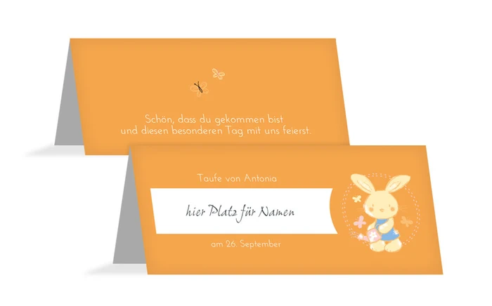 Taufe Tischkarte Hase
