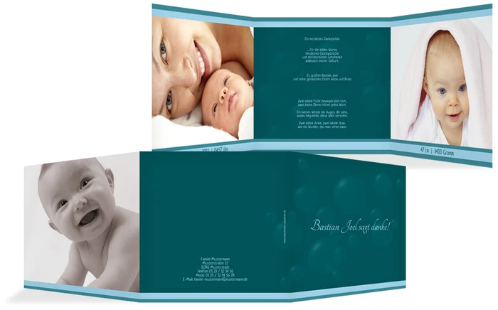 Dankeskarte zur Geburt bubbles