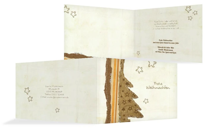 Weihnachts Grußkarte privat Stoffbaum