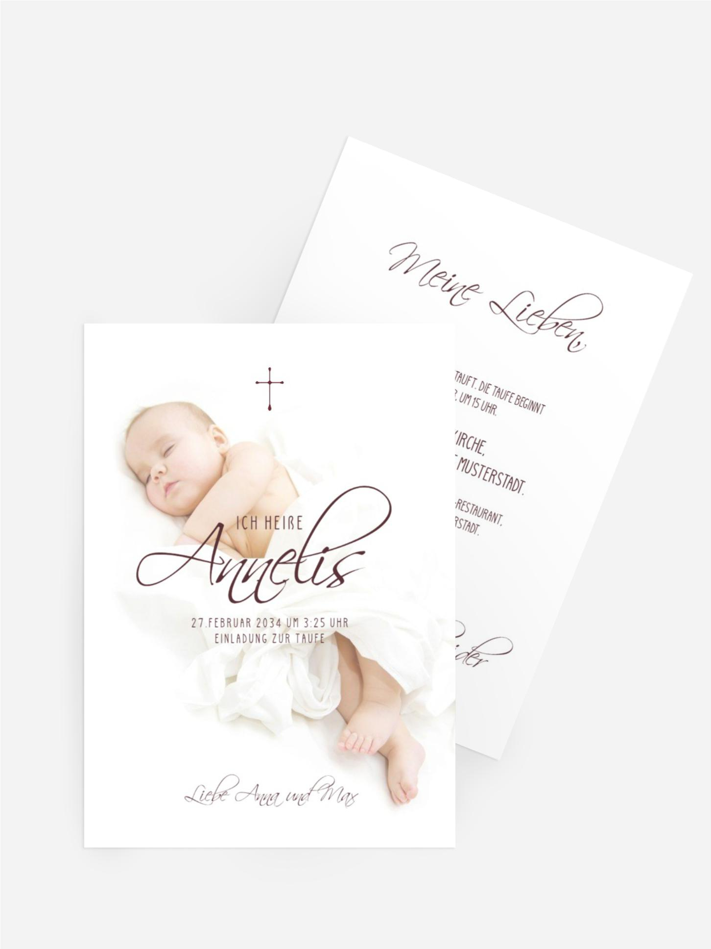 Einladungskarte Taufe Schriftart Tandem
