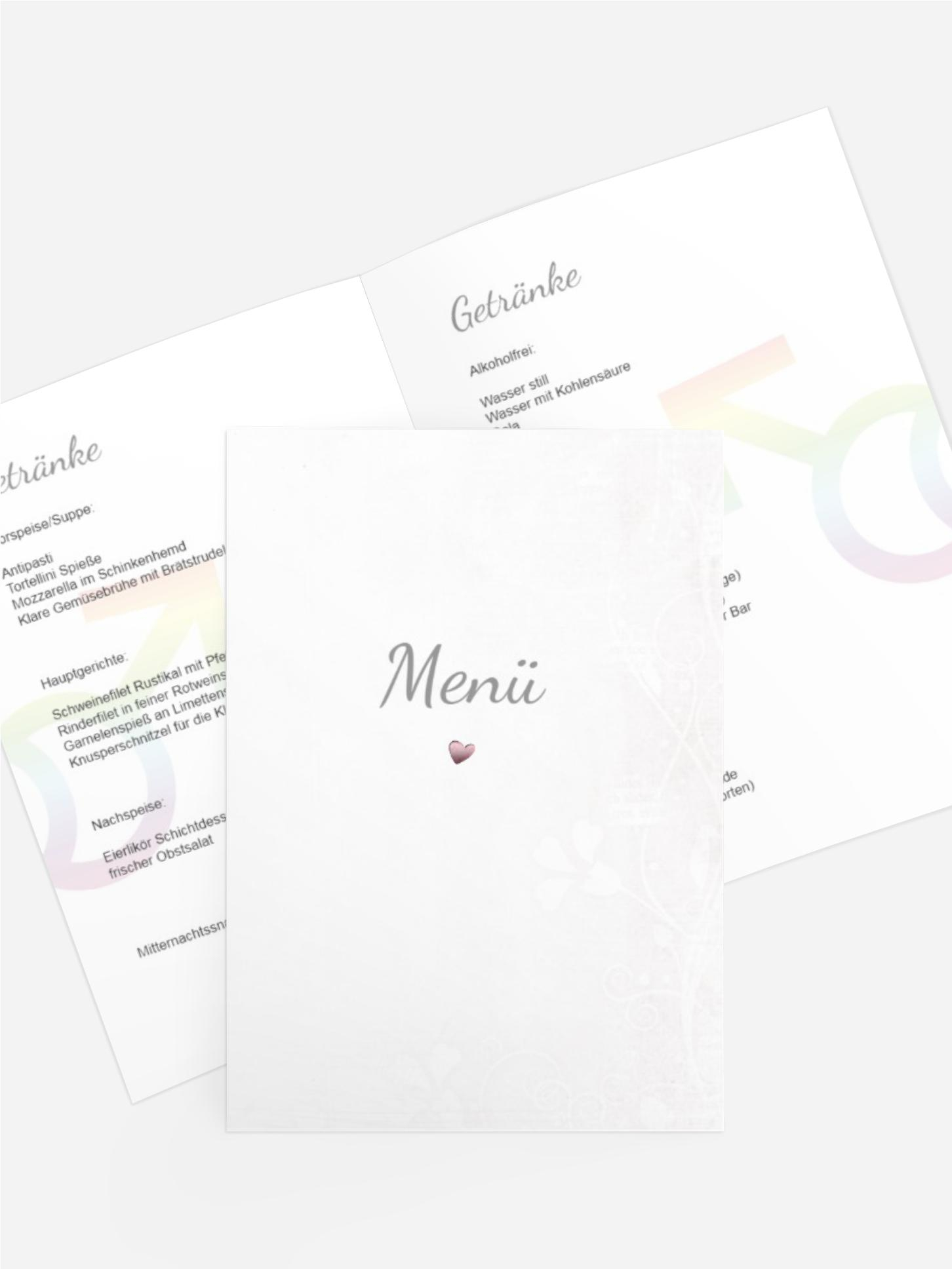 Menükarte Im Zeichen der Liebe - Männer
