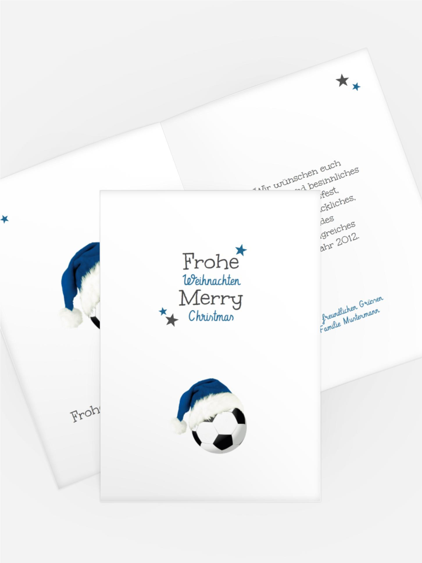 Weihnachts Grußkarte privat Fußballmütze