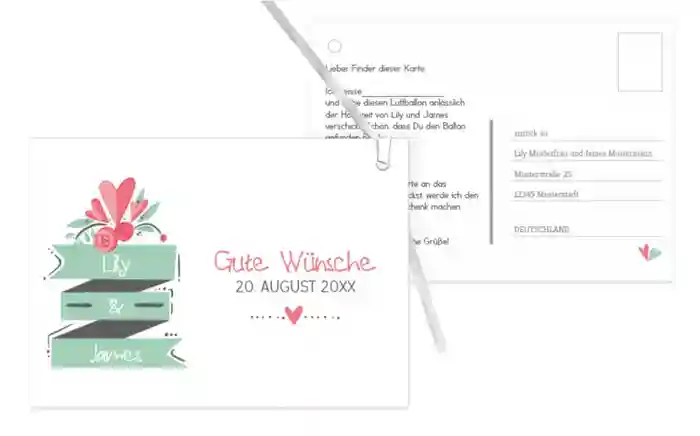 Hochzeit Ballonkarte Du & Ich