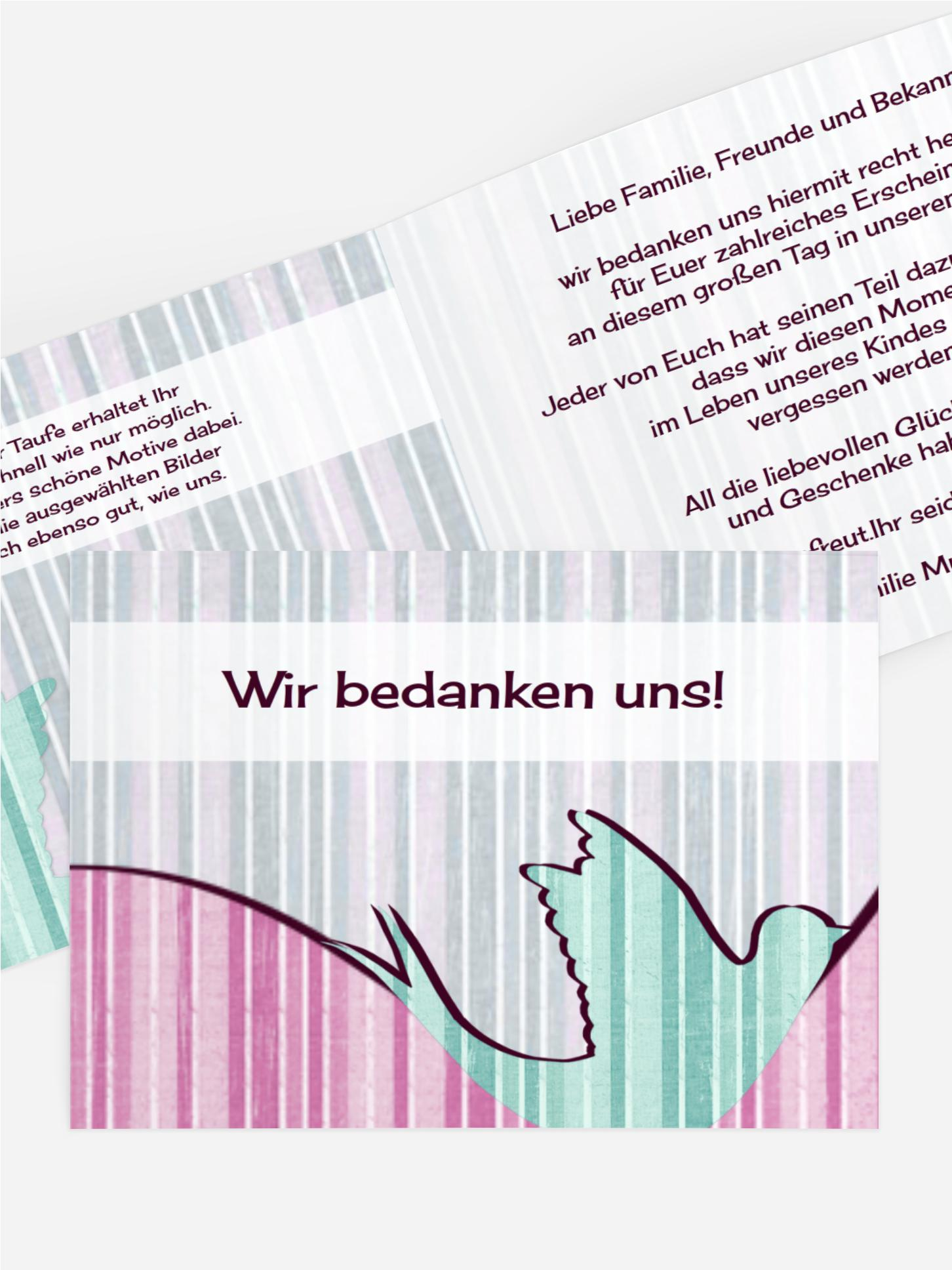 Dankeskarte zur Taufe Streifenharmonie