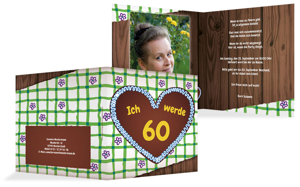 Geburtstagseinladungskarte Lebkuchenherz 60 Foto Geburtstagseinladungskarte Lebkuchenherz 60 Foto