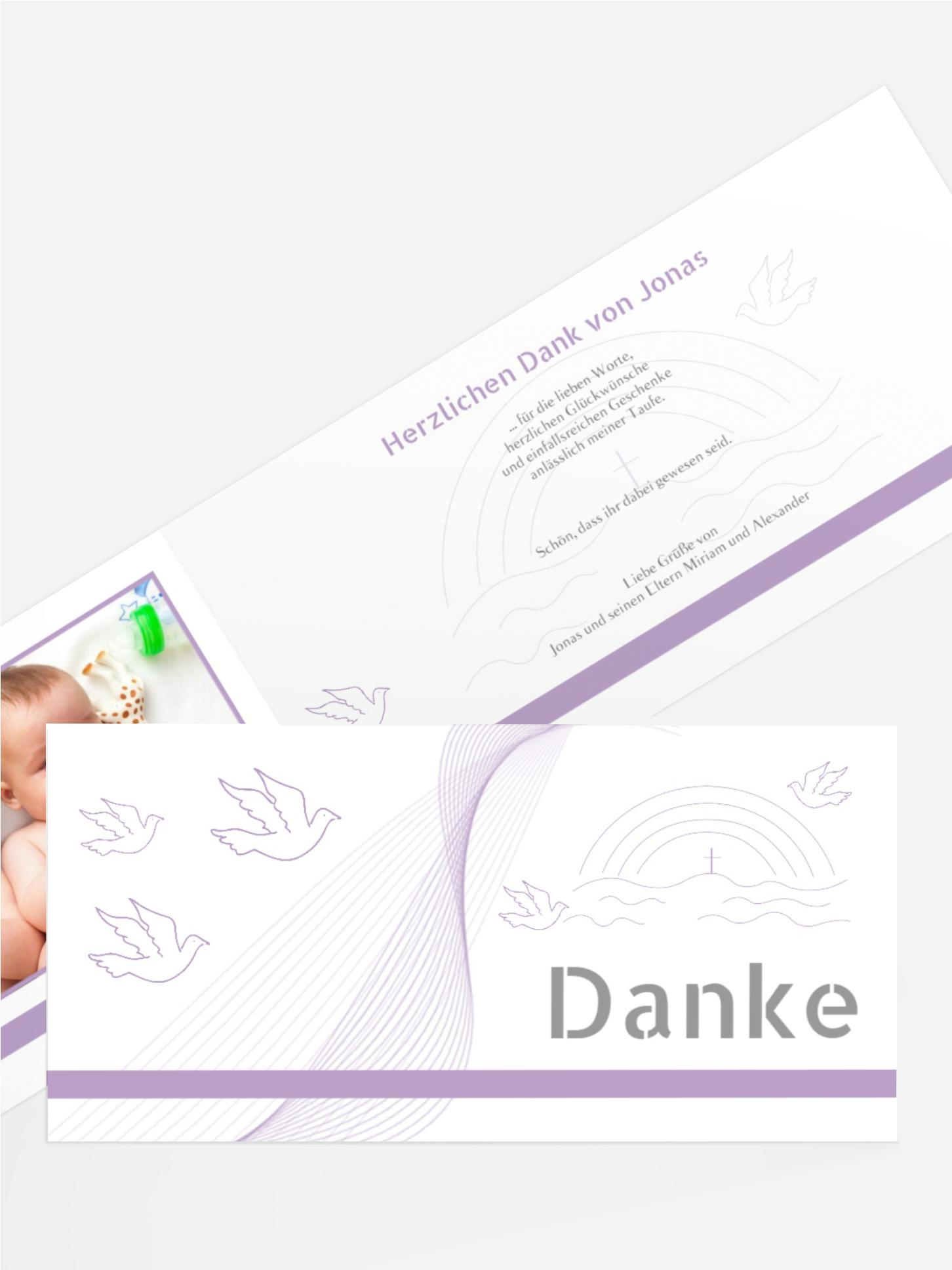 Taufe Dankeskarte Taube