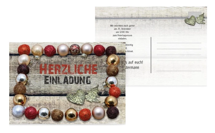 Weihnachtseinladung Kugelrahmen