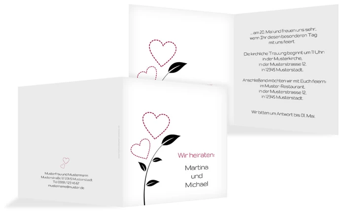 Einladungskarte Herzblume