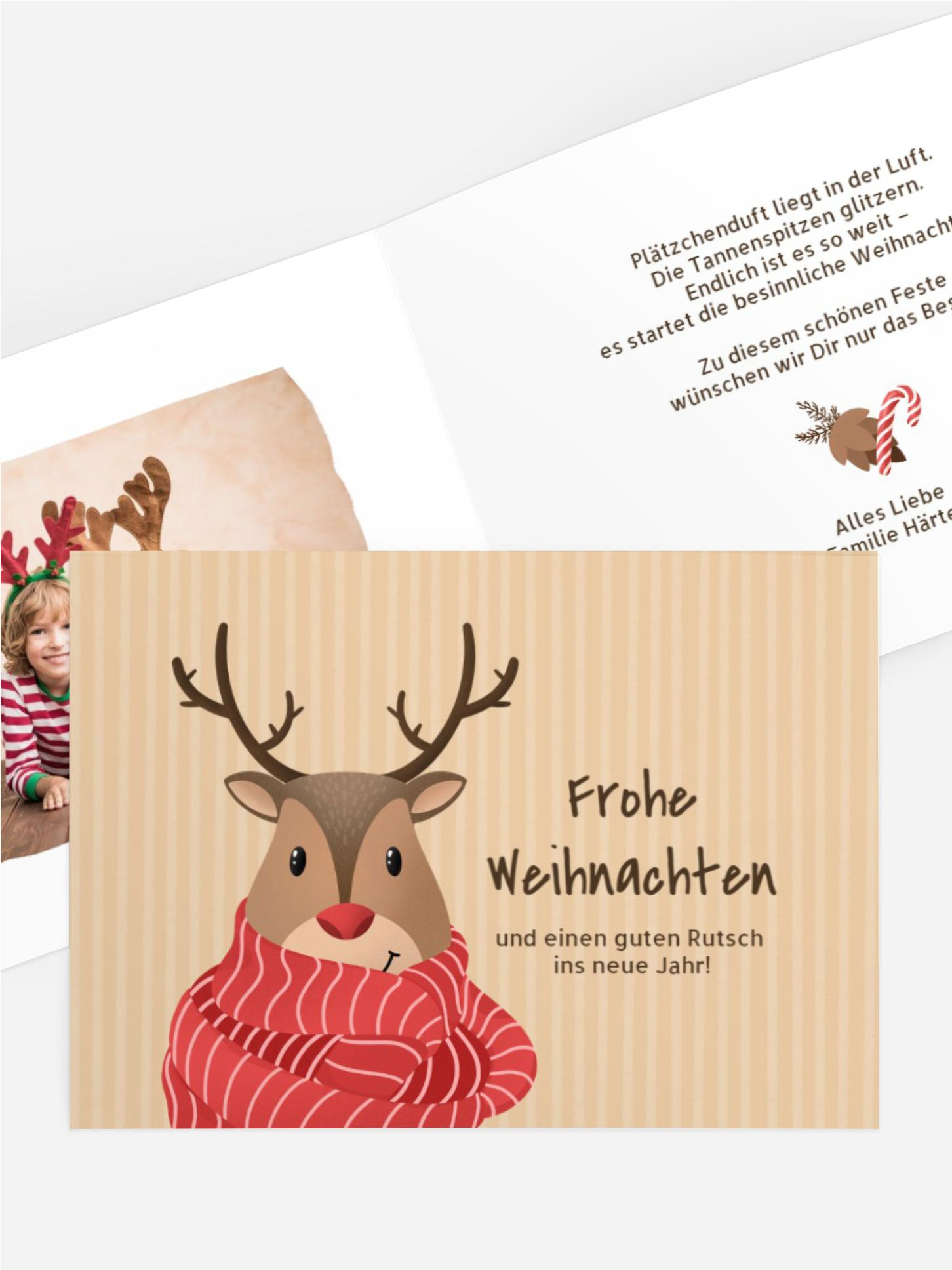 Weihnachtsgrußkarte Rot-Nasen-Rentier