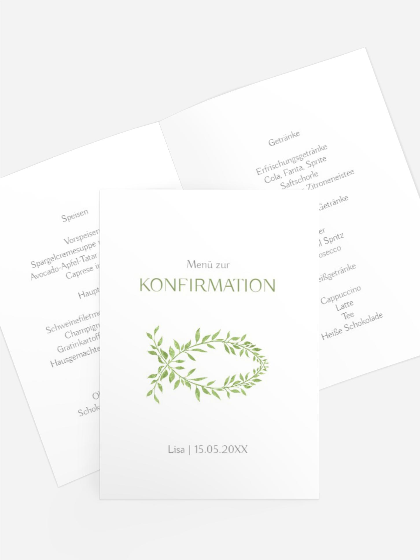 Menükarte Kommunion Blühender Fisch