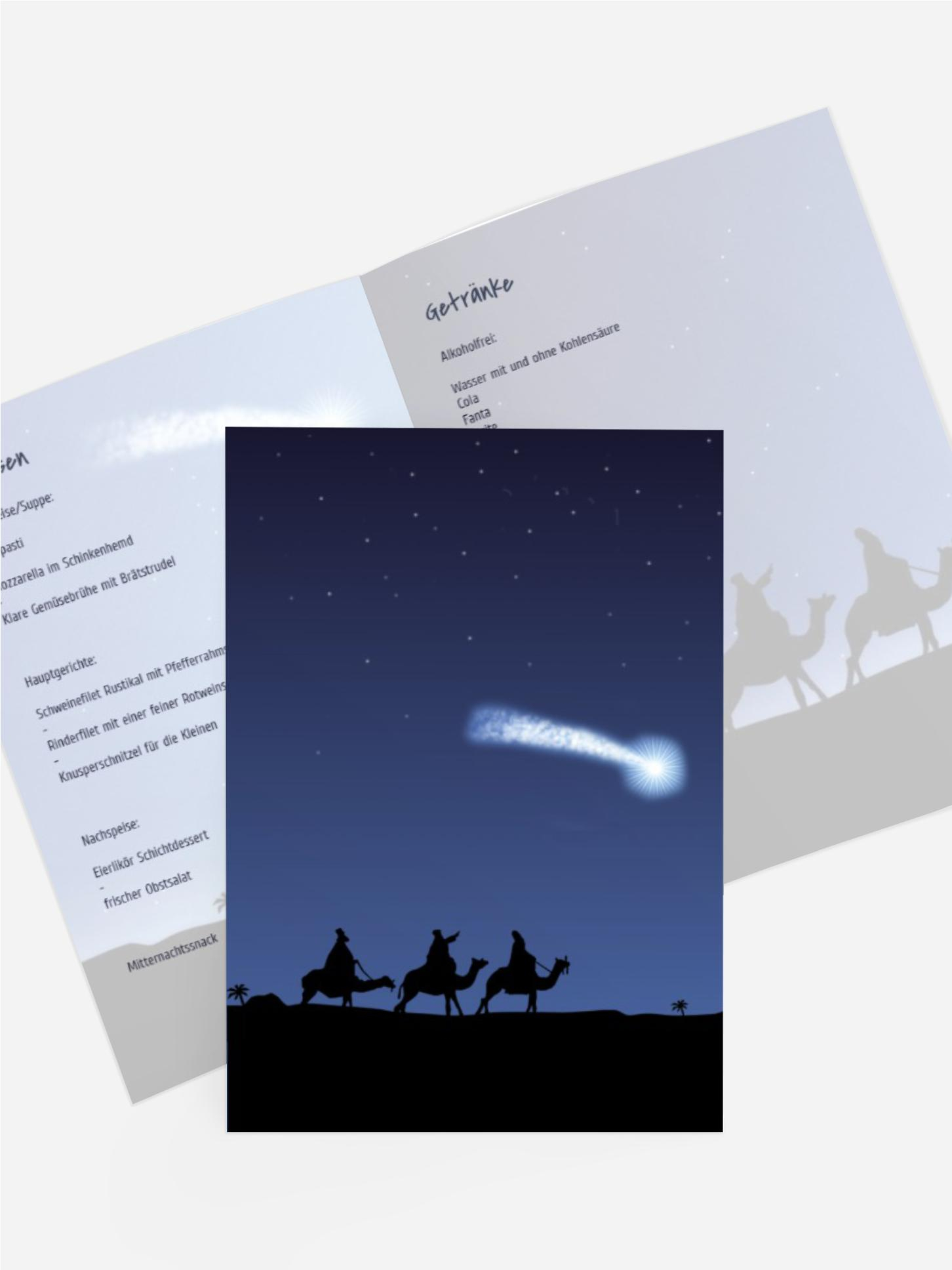 Weihnachten Menükarte drei hl. Könige