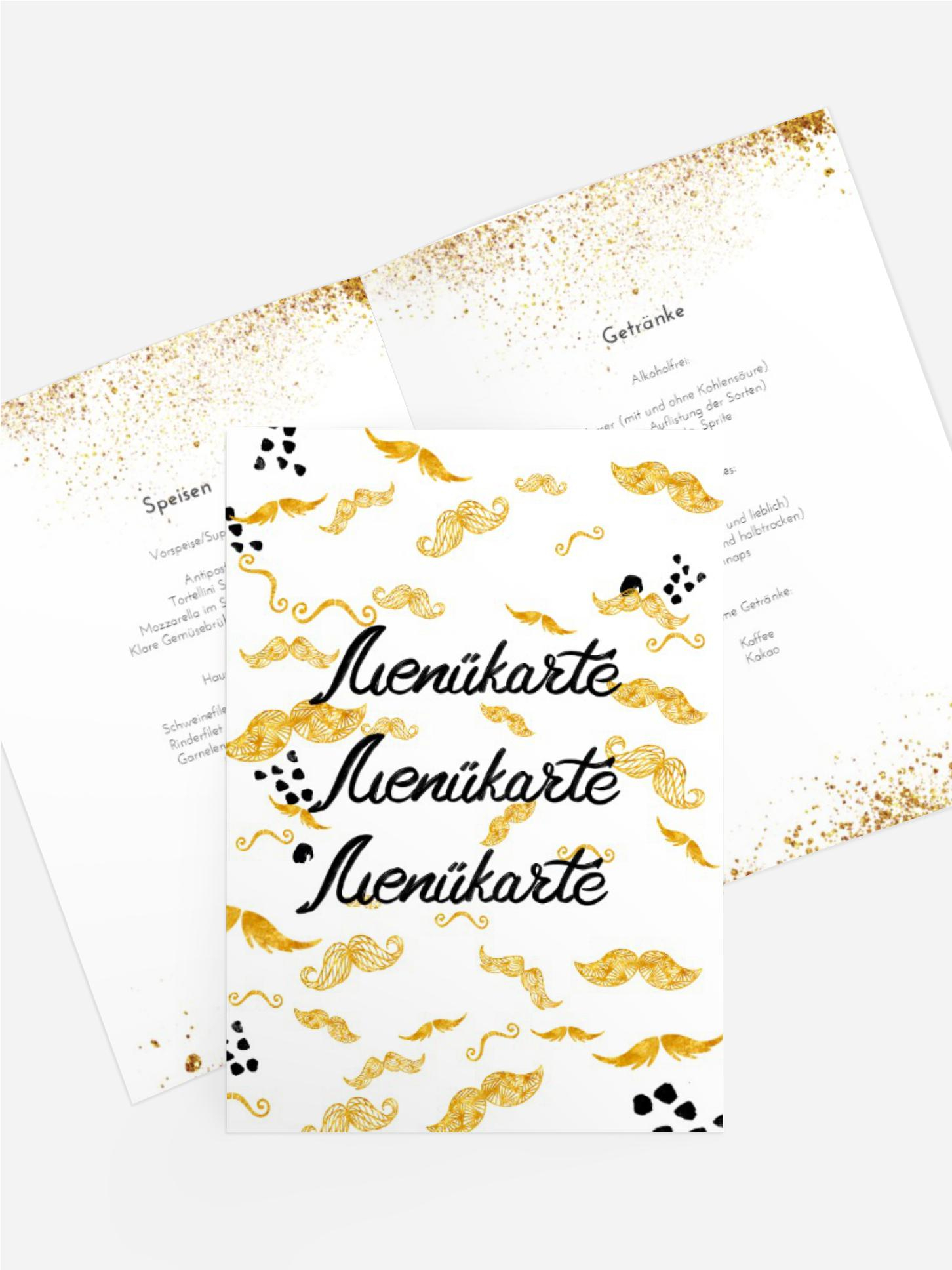 Menükarte Geburtstag Moustache