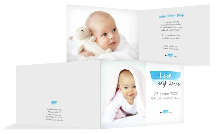 Dankeskarte zur Geburt Aquarell