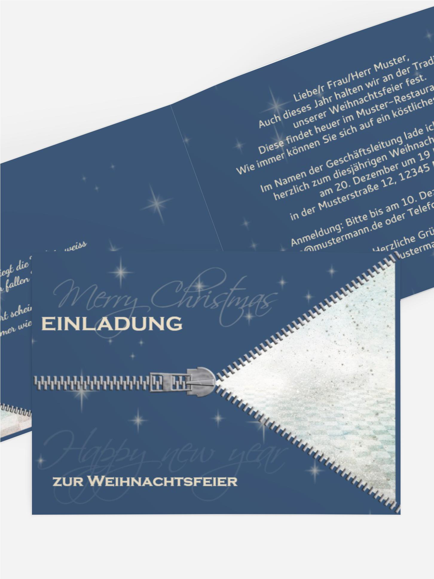 Einladung zur Weihnachtsfeier Geschäftlich Reißverschluss Einladung zur Weihnachtsfeier Geschäftlich Reißverschluss