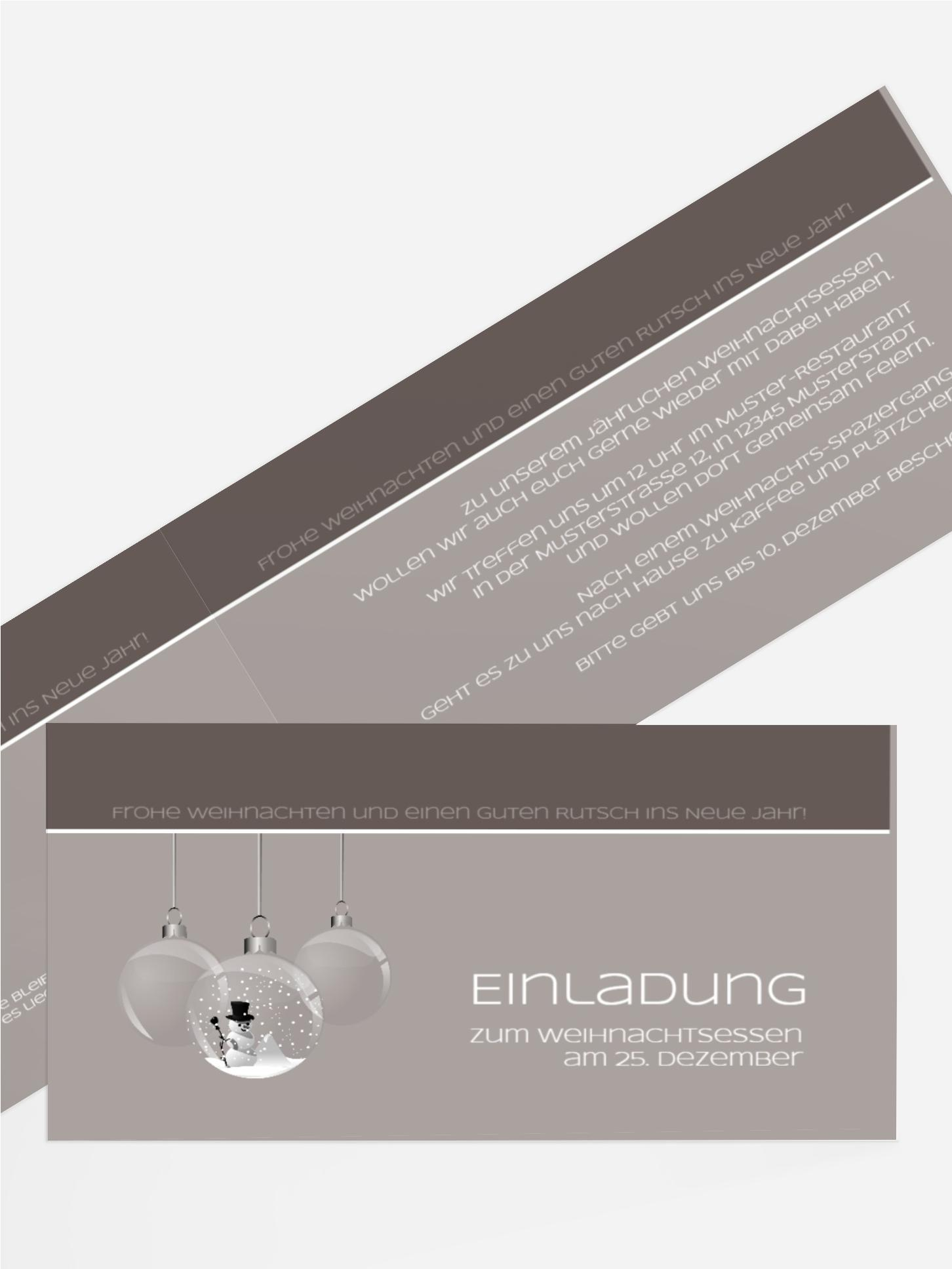 Weihnachtseinladung Privat Schneekugel