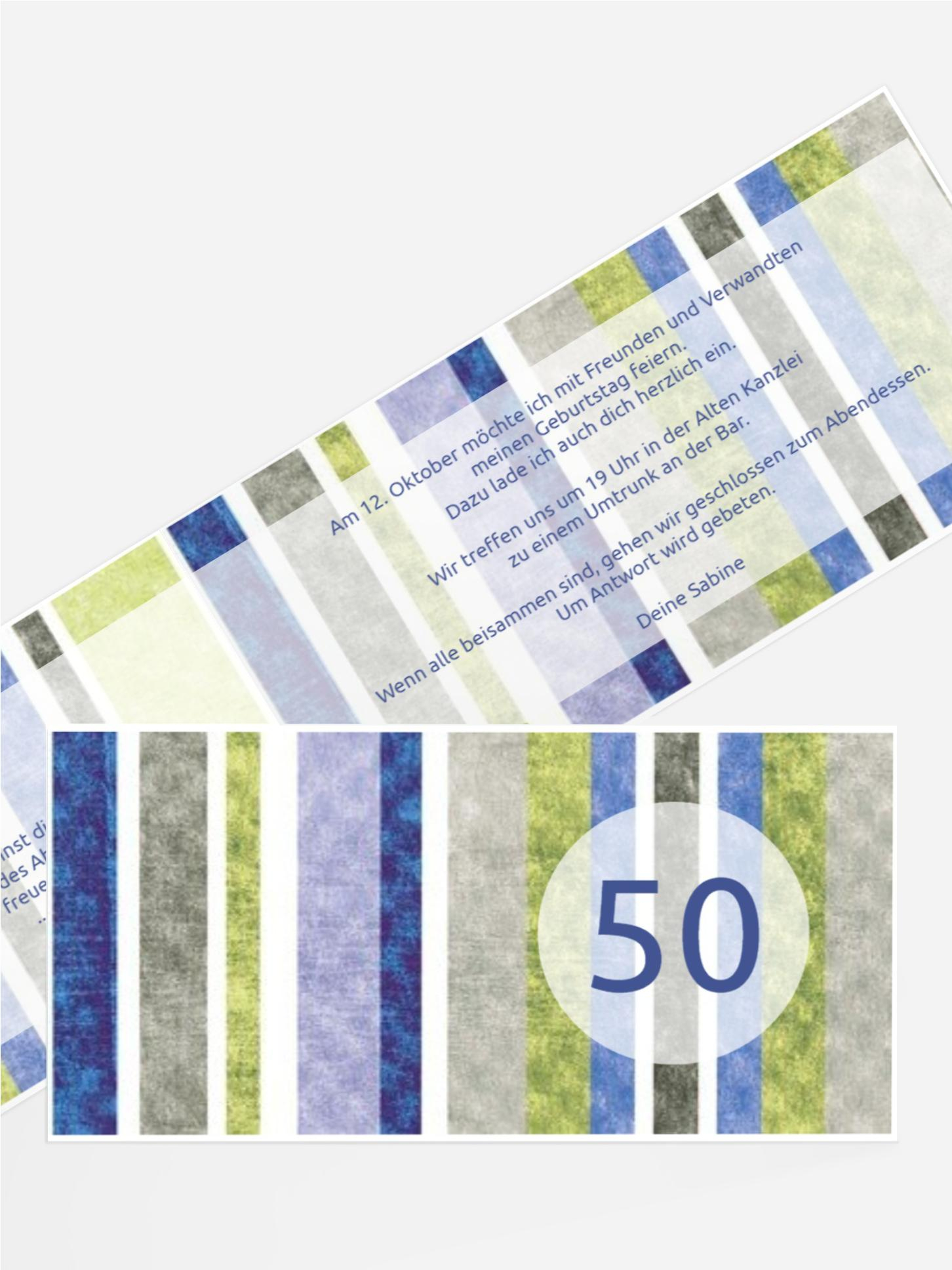 Geburtstagseinladung Gestreift 50 Foto Geburtstagseinladung Gestreift 50 Foto