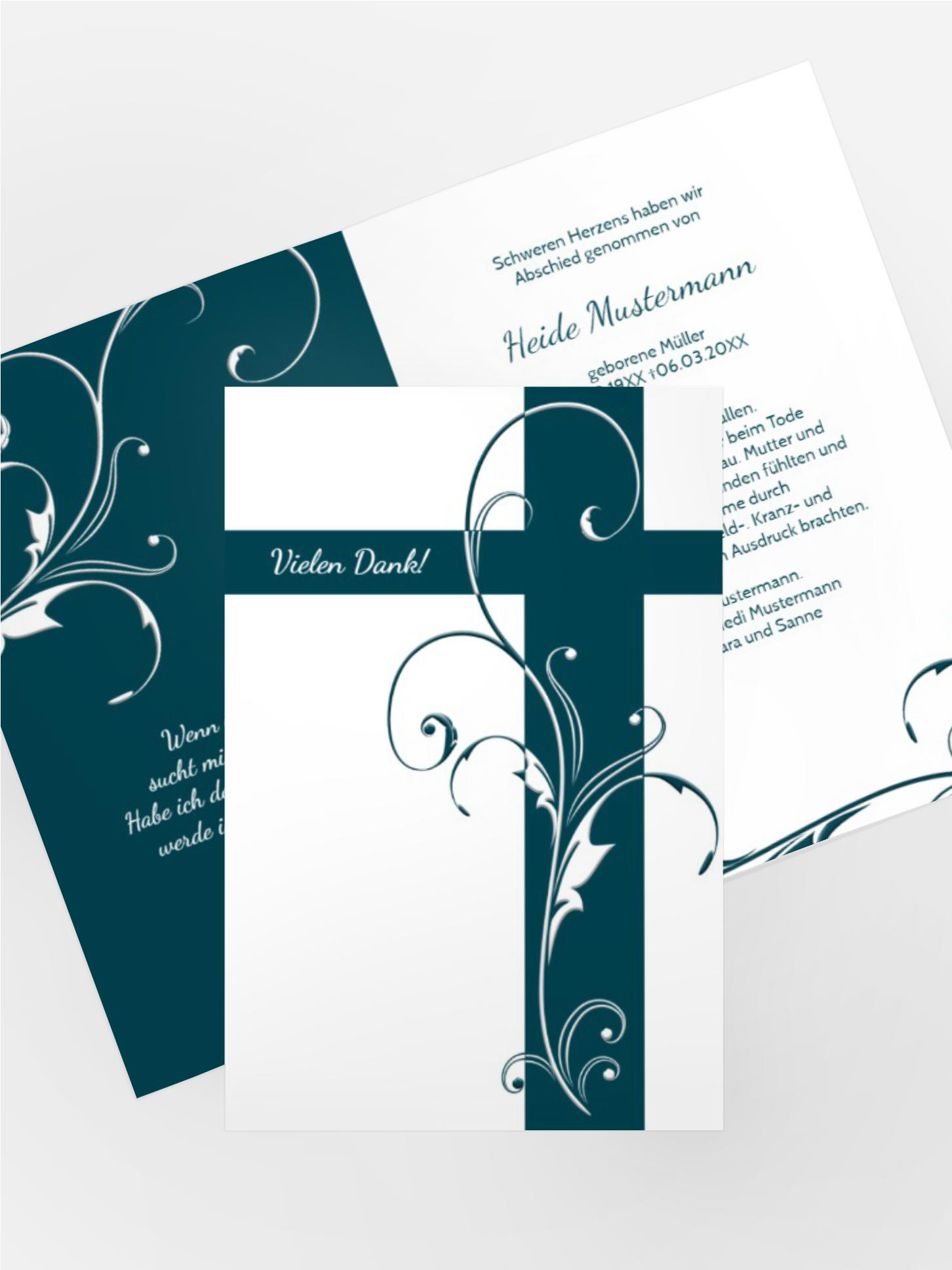 Dankeskarte Blumenkreuz hoch