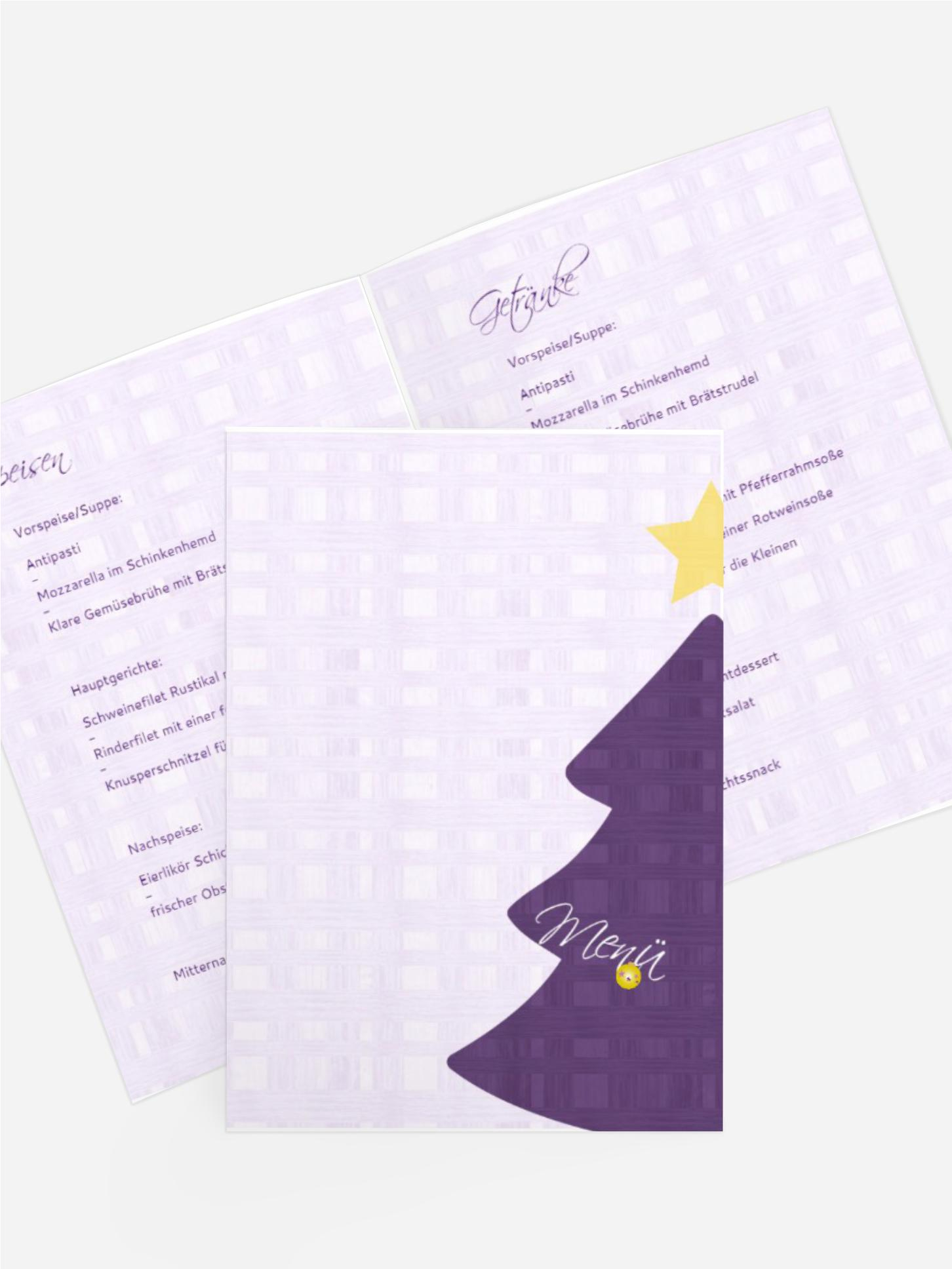 Menükarte zu Weihnachten Holzkaro